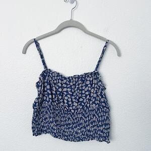 [American Eagle Outfitters] Blue Floral Ditsy Print Cropped Tank Top Sz Medium M